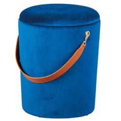 Altobuy - priya - Pouf avec Coffre et Lanière Bleu Nuit - Bleu