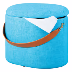 Altobuy - deena - Pouf avec Coffre et Lanière Bleu Océan - Bleu
