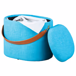 Altobuy - deena - Pouf avec Coffre et Lanière Bleu Océan - Bleu
