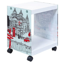 Altobuy - isla - Table d'Appoint sur Roulettes Motif Londres