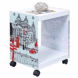 Altobuy - isla - Table d'Appoint sur Roulettes Motif Londres