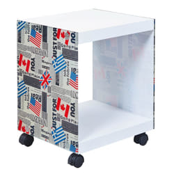 Altobuy - isla - Table d'appoint sur Roulettes Motif Drapeaux