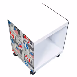 Altobuy - isla - Table d'appoint sur Roulettes Motif Drapeaux