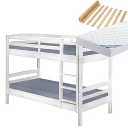 Alaska - Pack Lits Superposés 90x190 Blancs + 2 Matelas Ibiza - Blanc