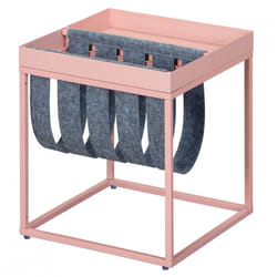 Stacio - Table d'Appoint Rose avec Porte-Brochure