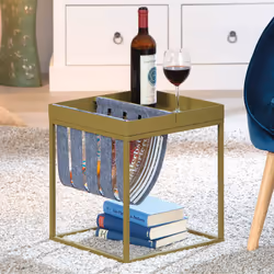 Stacio - Table d'Appoint Verte avec Porte-Brochure