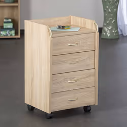 Altobuy - ersoy - Caisson 4 Tiroirs sur Roulettes Aspect Chêne - Marron clair