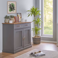 Melina - Buffet 2 Portes 2 Tiroirs Coloris Gris - Gris