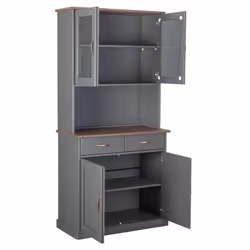 MELINA - Buffet Vaisselier 4 Portes 2 Tiroirs Coloris Gris