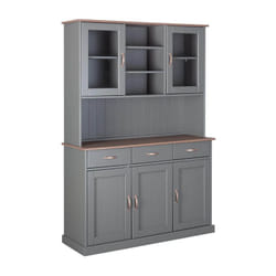 MELINA - Buffet Vaisselier 5 Portes 3 Tiroirs Coloris Gris