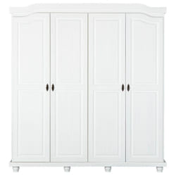 Neder - Armoire 4 Portes Bois Massif Blanc - Blanc