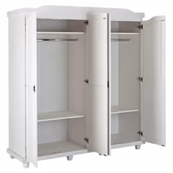 Neder - Armoire 4 Portes Bois Massif Blanc - Blanc - Vue supplémentaire 4