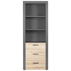Altobuy - october - Etagère 3 Niches 3 Tiroirs Gris et Effet Bois - Gris