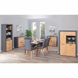Altobuy - october - Etagère 3 Niches 3 Tiroirs Gris et Effet Bois - Gris