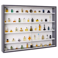 COLLECT - Vitrine Murale 5 Compartiments Grise et Blanche