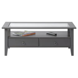 Melina - Table Basse Rectangulaire Bois Massif Laqué Gris