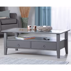 Melina - Table Basse Rectangulaire Bois Massif Laqué Gris