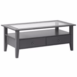 Melina - Table Basse Rectangulaire Bois Massif Laqué Gris