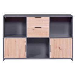OPHELY - Meuble Multi-Rangement Anthracite et Effet Bois