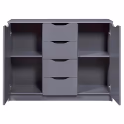 Altobuy - jenny - Meuble 2 Portes 4 Tiroirs Coloris Anthracite - Gris anthracite