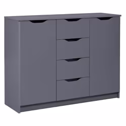 Altobuy - jenny - Meuble 2 Portes 4 Tiroirs Coloris Anthracite - Gris anthracite