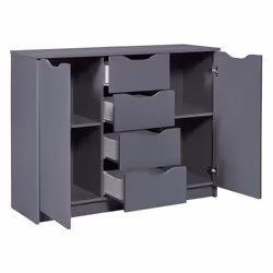 Altobuy - jenny - Meuble 2 Portes 4 Tiroirs Coloris Anthracite - Gris anthracite - Vue supplémentaire 4