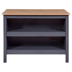 Kenny - Ilot de Cuisine Anthracite et Plateau Effet Bois - Gris anthracite