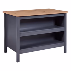 Kenny - Ilot de Cuisine Anthracite et Plateau Effet Bois - Gris anthracite - Vue supplémentaire 4