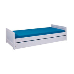 Altobuy - sally - Lit Gigogne 90x200 en Bois Massif Vernis Blanc - Blanc