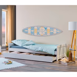 Altobuy - sally - Lit Gigogne 90x200 en Bois Massif Vernis Blanc - Blanc - Vue supplémentaire 4