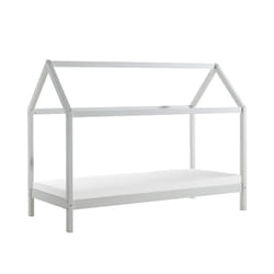 Arkan - Lit Cabane 90x200cm en Pin Massif Blanc + Matelas