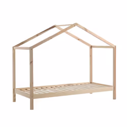 Arkan - Lit Maison 90x200cm Pin Massif Naturel avec Matelas - Vue supplémentaire 4