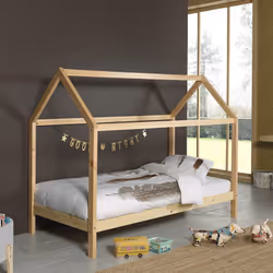Arkan - Lit Cabane 90x200cm en Pin Massif Naturel