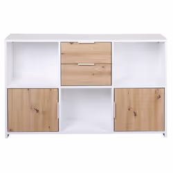 OPHELY - Meuble Multi-Rangement Blanc et Effet Bois