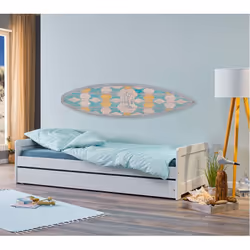 Altobuy - sally - Lit Gigogne 90x190 en Bois Massif Vernis Blanc - Blanc