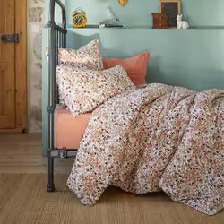 Altobuy - isis - Housse de Couette 140x200cm Gaze de Coton Motif Liberty - Greige