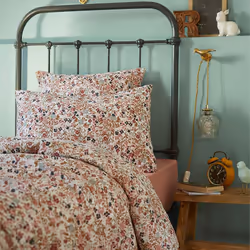 Altobuy - isis - Housse de Couette 140x200cm Gaze de Coton Motif Liberty - Greige - Vue supplémentaire 4