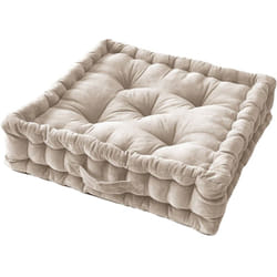HARRIS - Coussin de Sol 50x50cm Velours de Coton Capitonné Coloris Pampa