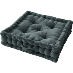 Altobuy - harris - Coussin de Sol 50x50cm Velours de Coton Capitonné Coloris Ardoise