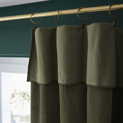 Harris - Rideau Ajustable 140x270cm Velours de Coton Thym + 8 Anneaux Pince - Vert