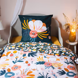 CAPUK - Parure de Lit Coton Motif Rétro Housse de Couette 140x200cm + Taie d'Oreiller