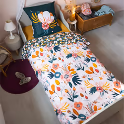 CAPUK - Parure de Lit Coton Motif Rétro Housse de Couette 140x200cm + Taie d'Oreiller