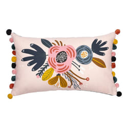 Altobuy - capuk - Coussin Déhoussable 30x50cm Coton Motif Rétro avec Pompons - Rose