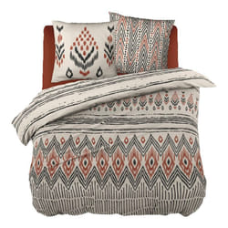Munda - Parure de Lit Coton Motifs Ethniques Housse de Couette 260x240cm + 2 Taies d'Oreiller