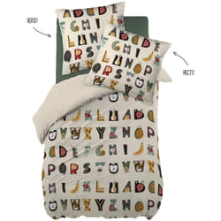 Altobuy - fruiy - Parure de Lit Coton Motif Alphabet Housse de Couette 140x200cm + Taie d'Oreiller