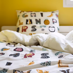 Altobuy - fruiy - Parure de Lit Coton Motif Alphabet Housse de Couette 140x200cm + Taie d'Oreiller