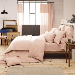 Altobuy - ourea - Chemin de Lit 90x200cm Capitonné Gaze de Coton Guimauve - Rose