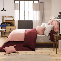 Altobuy - ourea - Chemin de Lit 90x200cm Capitonné Gaze de Coton Guimauve - Rose