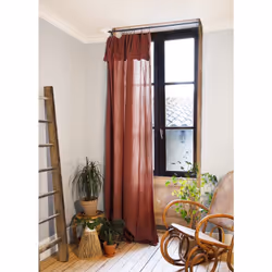 Altobuy - ourea - Rideau Ajustable 140x300 cm Gaze de Coton Terracotta + 8 Anneaux Pince - Terracotta