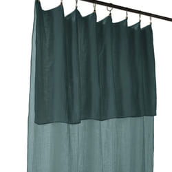 Ourea - Rideau Ajustable 140x300 cm Gaze de Coton Canard + 8 Anneaux Pince - Bleu